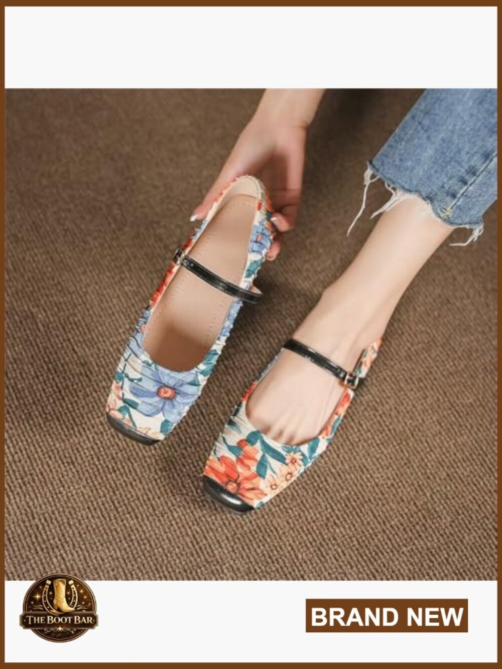 Women's Mary Jane Flats Square Toe Slip On Buckle Flats Comfortable Casual Flat - Picture 2 of 7
